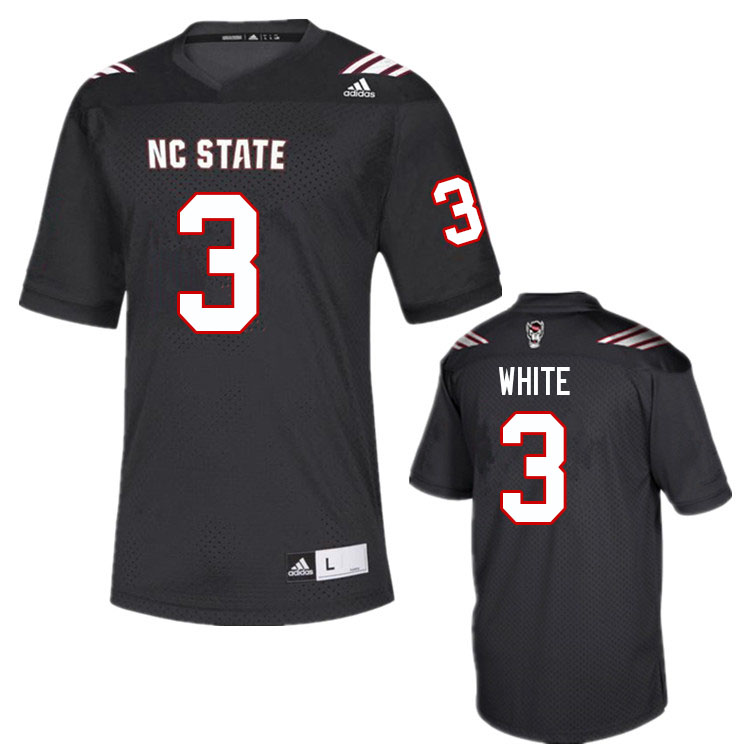 Men #3 Aydan White NC State Wolfpack College Football Jerseys Sale-Black